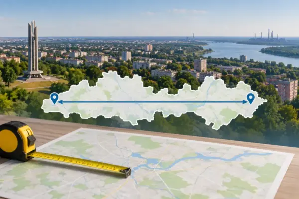 Сколько километров Кривой Рог в длину: размеры города