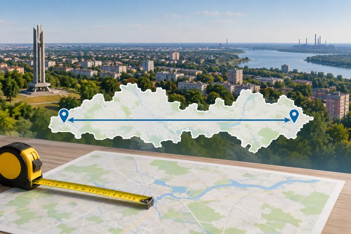 Сколько километров Кривой Рог в длину: размеры города